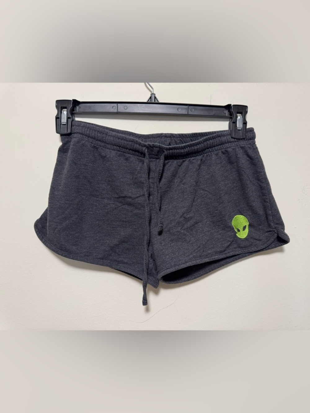 Y2K Alien Graphic Lounge Shorts Gray Drawstring Comfy